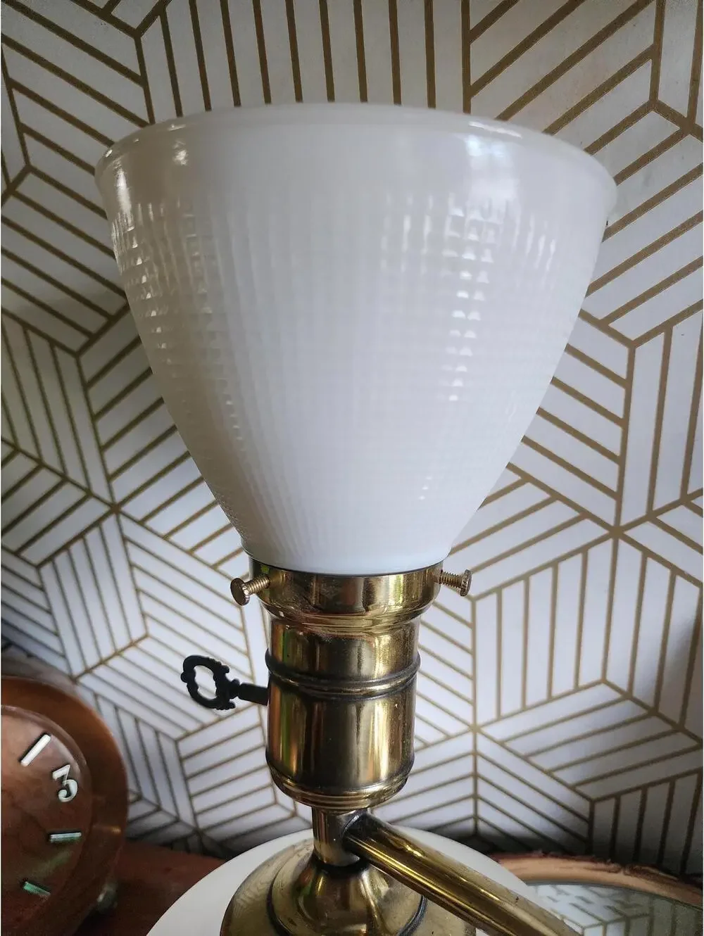 Vintage Brass and Etched Glass Swing Arm Wall 2 Way Lamp
